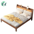 Cama de madera maciza con carga USB Cama de madera